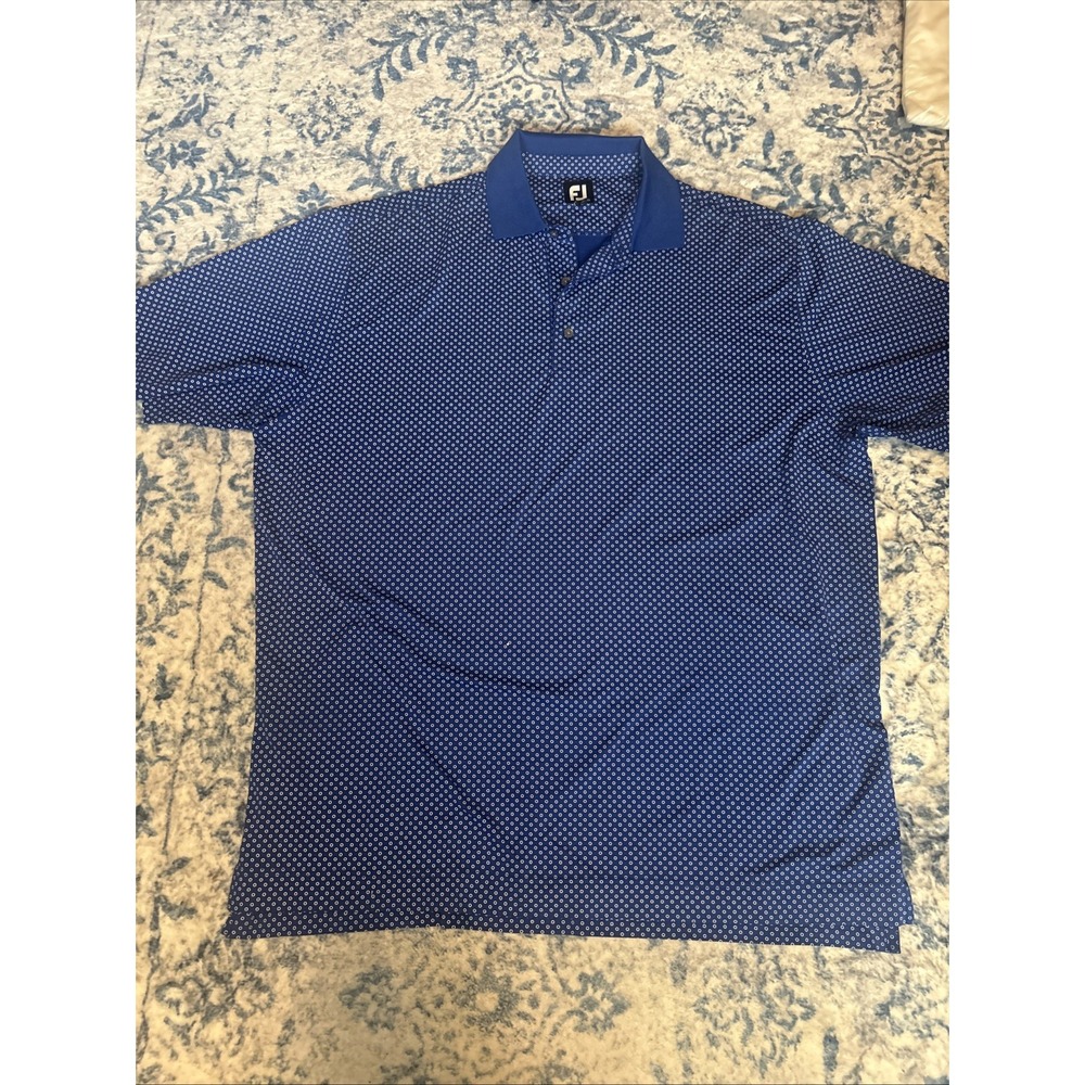 Footjoy Polo Shirt Mens 2XL XXL Geometric Athletic Fit Golf Performance Polo
